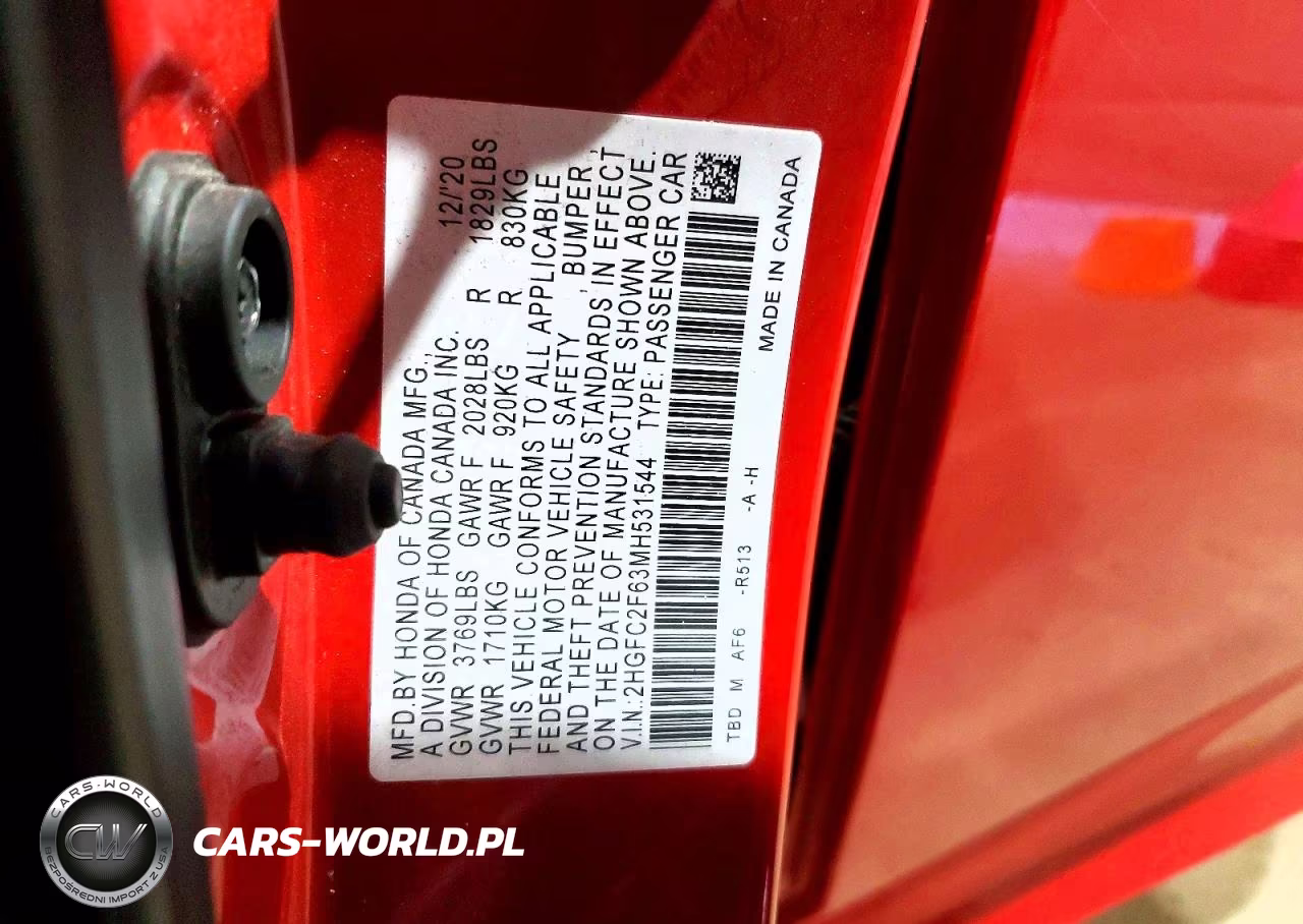 2021 Honda Civic Lx VIN:2HGFC2F63MH531544 - 12