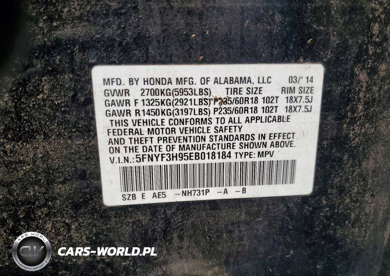 2014 Honda Pilot Touring VIN:5FNYF3H95EB018184 - 13