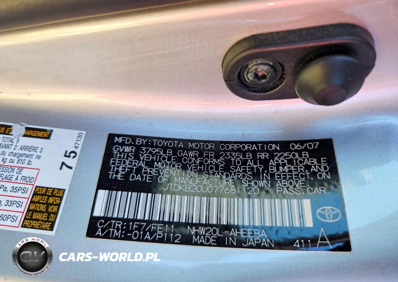 2007 Toyota Prius Base VIN:JTDKB20U077681120 - 12