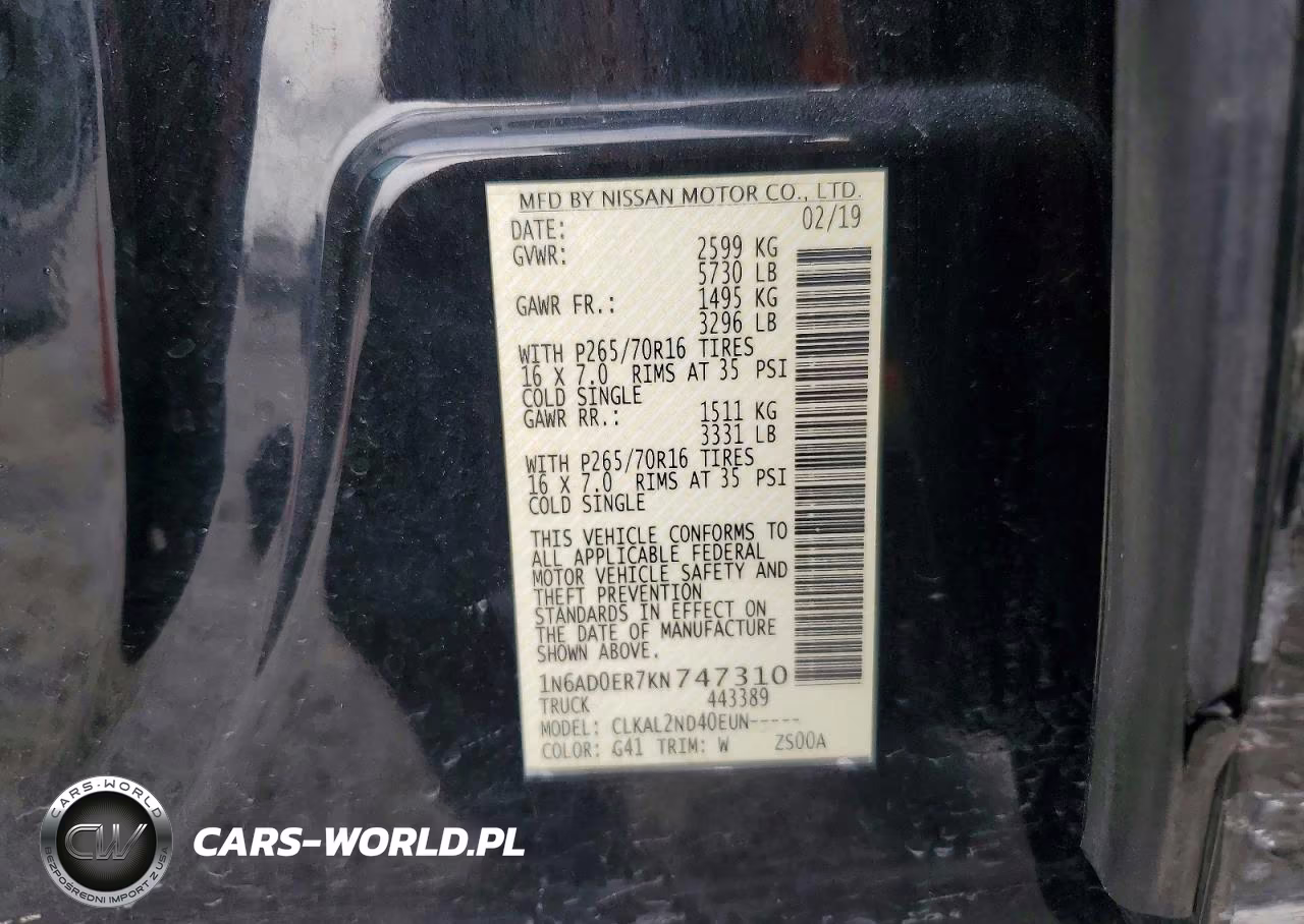 2019 Nissan Frontier Sv VIN:1N6AD0ER7KN747310 - 12