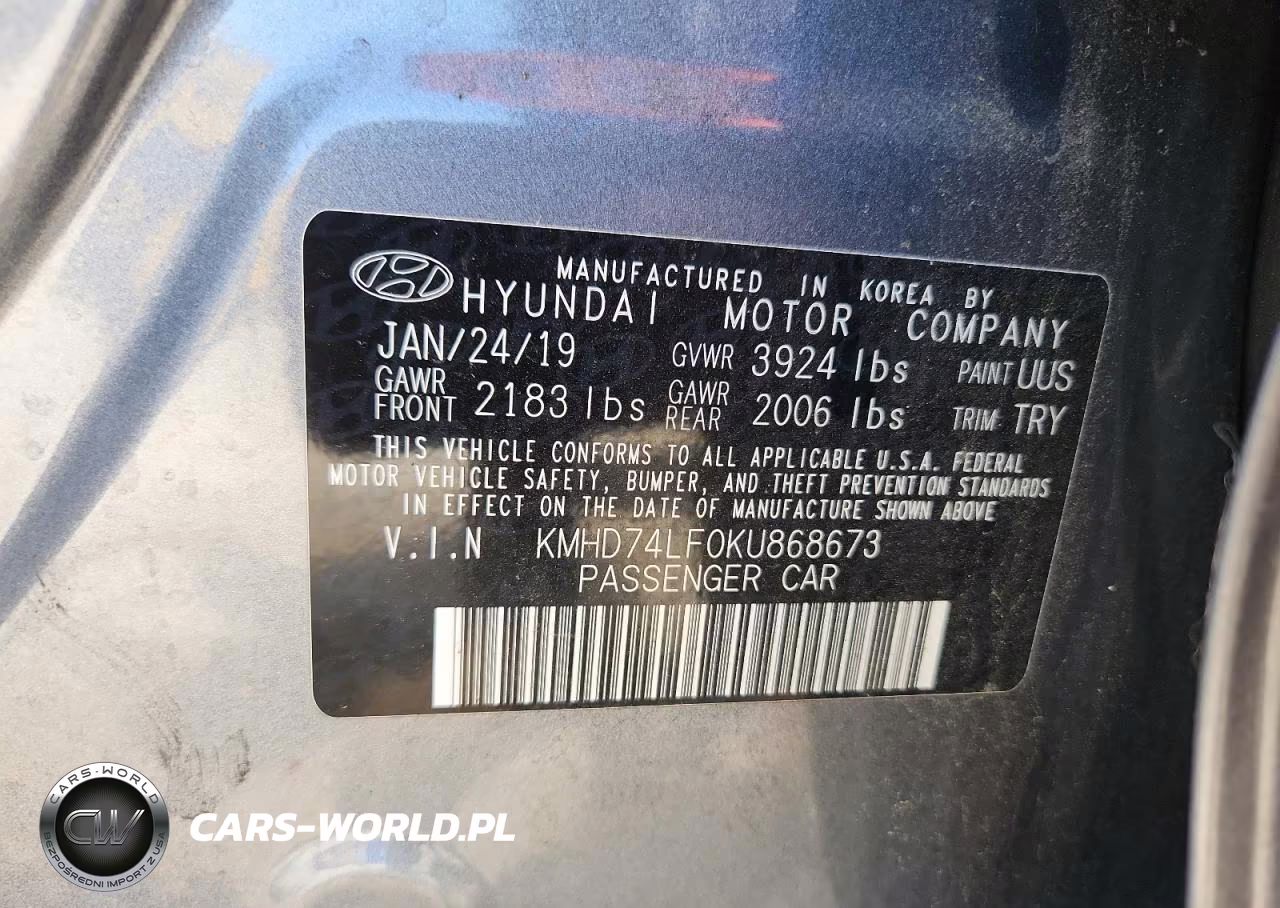 2019 Hyundai Elantra Se VIN:KMHD74LF0KU868673 - 12