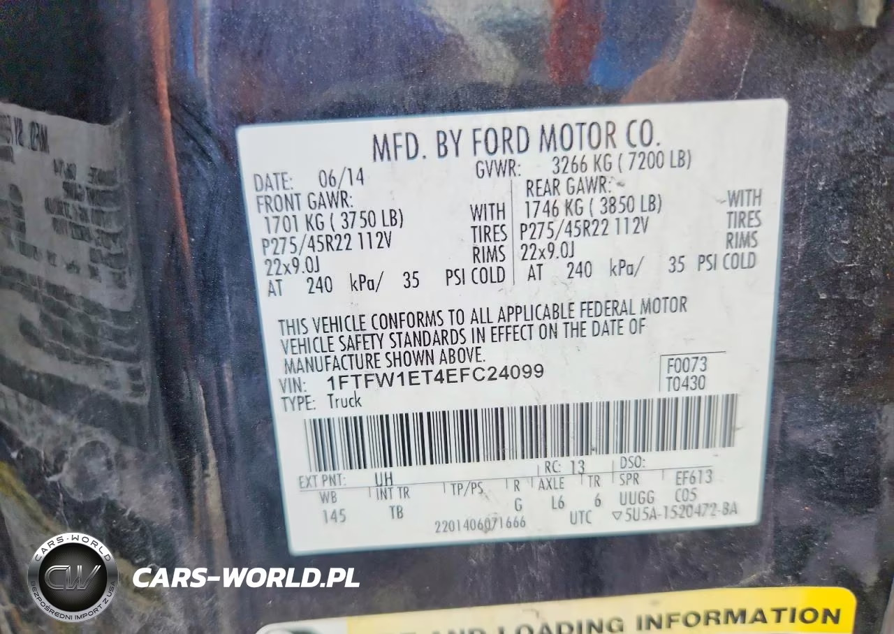 2014 Ford F150 Supercrew VIN:1FTFW1ET4EFC24099 - 12