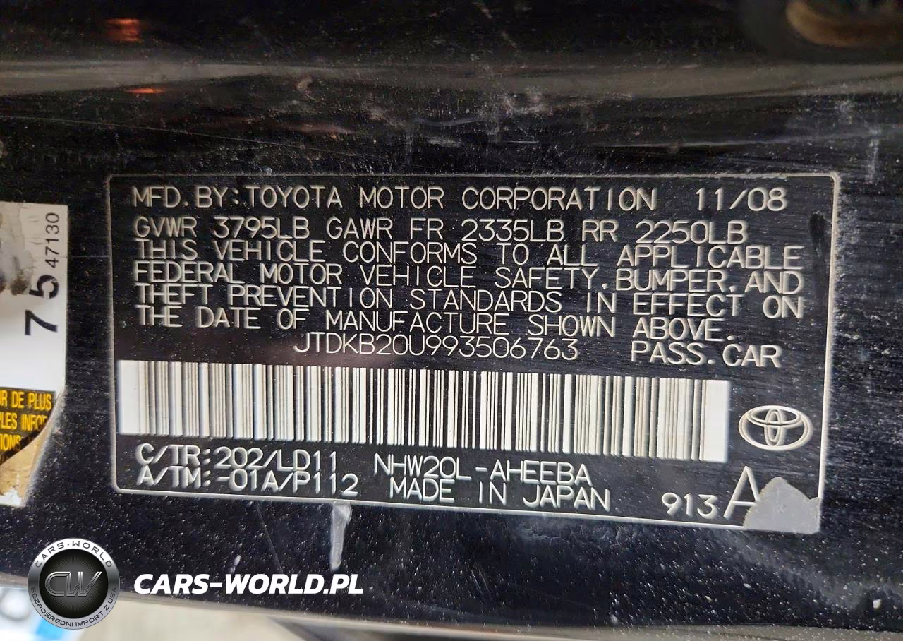 2009 Toyota Prius Base VIN:JTDKB20U993506763 - 12