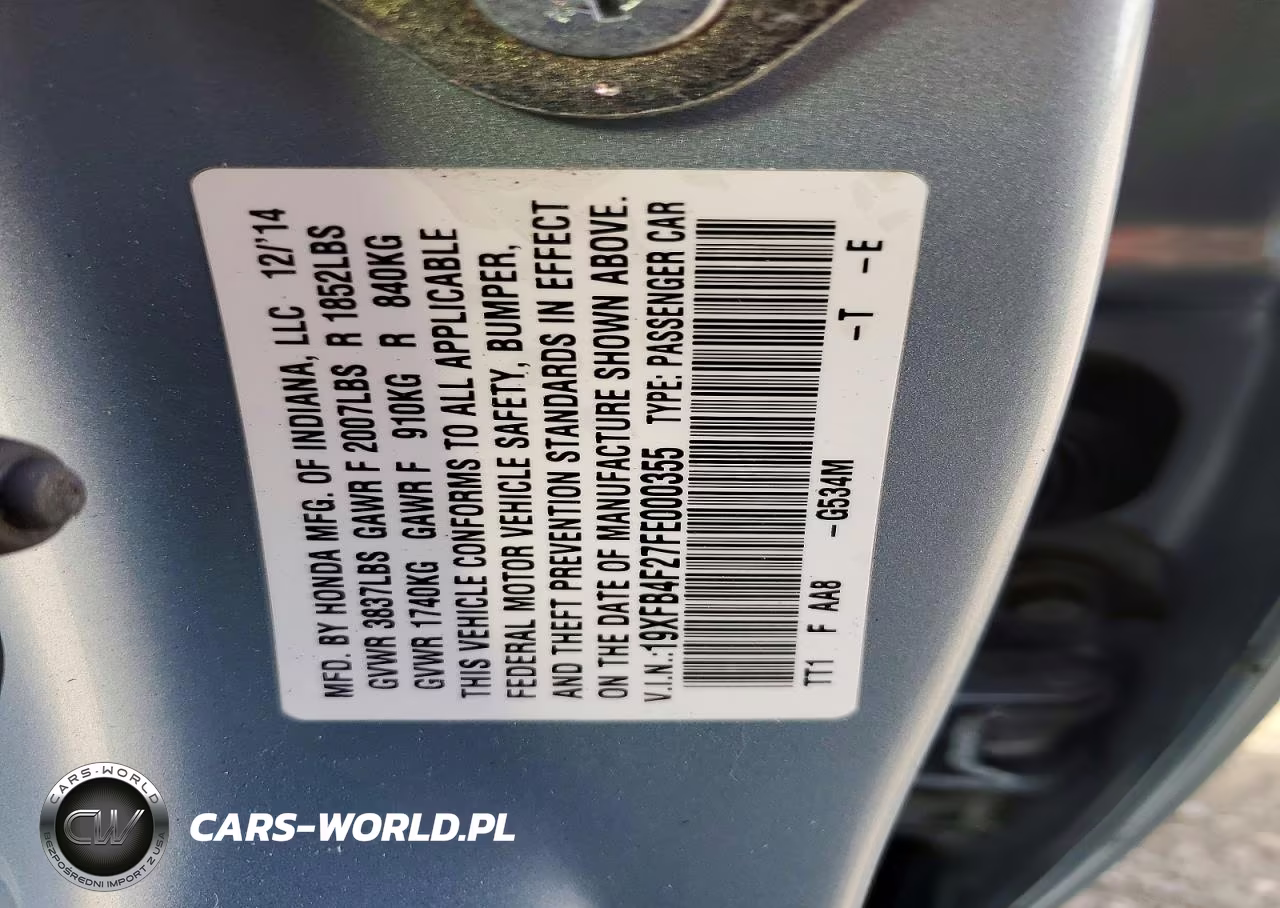 2015 Honda Civic Hybrid VIN:19XFB4F27FE000355 - 12