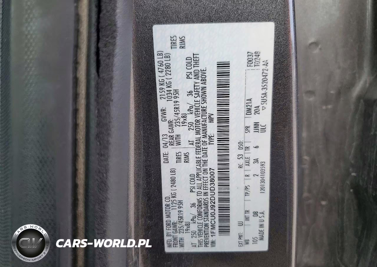 2013 Ford Escape Titanium VIN:1FMCU0J92DUD38007 - 13