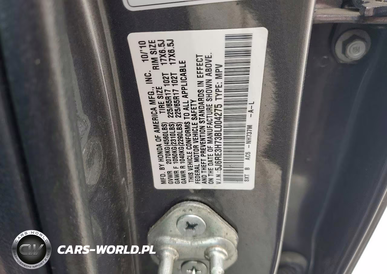 2011 Honda Cr-V Exl VIN:5J6RE3H73BL004275 - 13