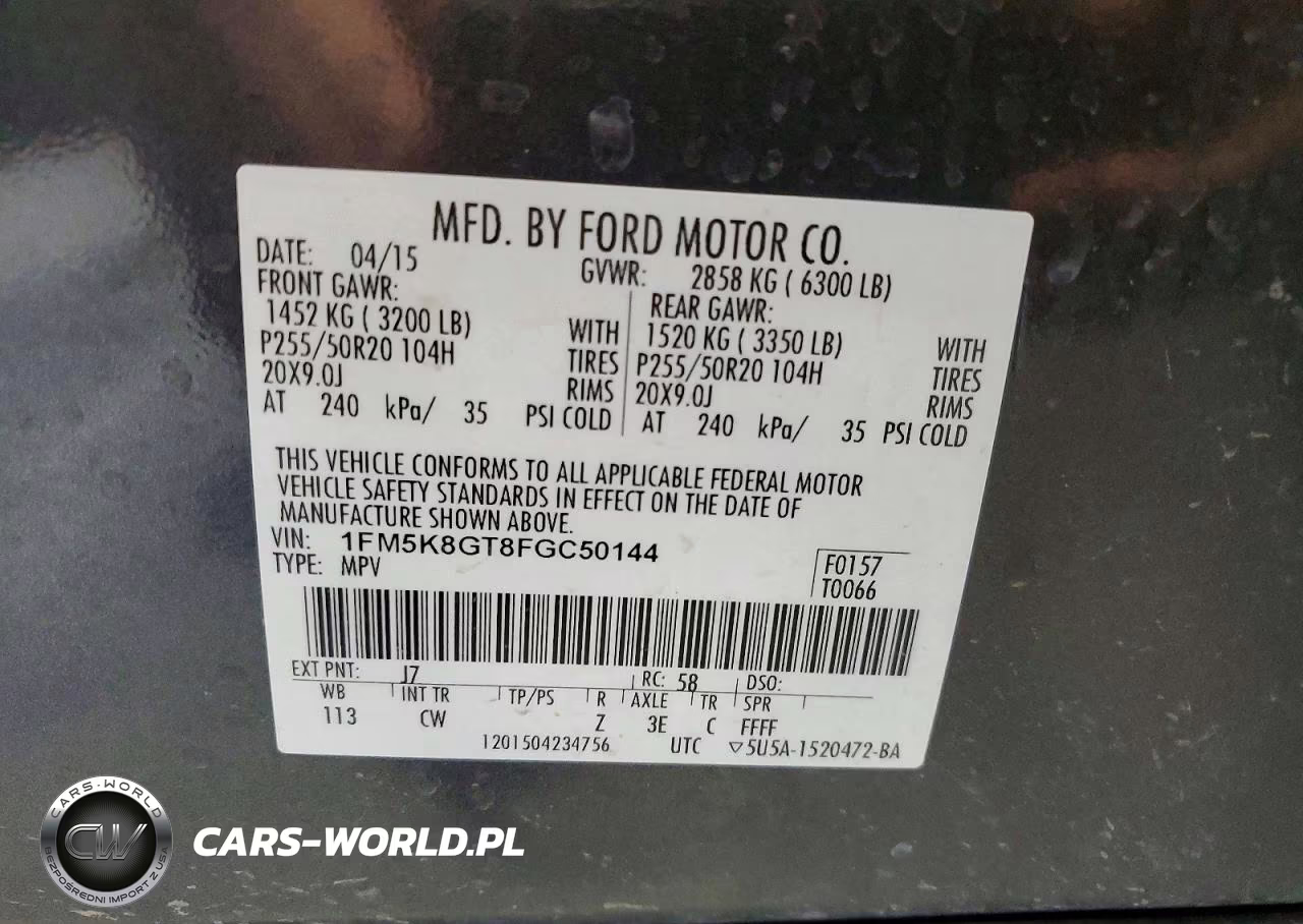 2015 Ford Explorer Sport VIN:1FM5K8GT8FGC50144 - 13