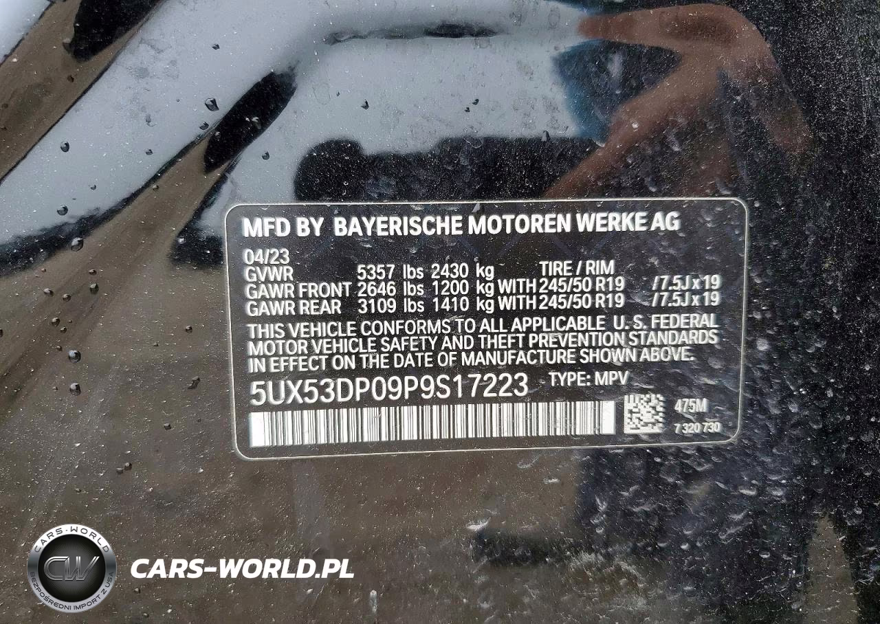 2023 BMW X3 xDrive30I VIN:5UX53DP09P9S17223 - 14