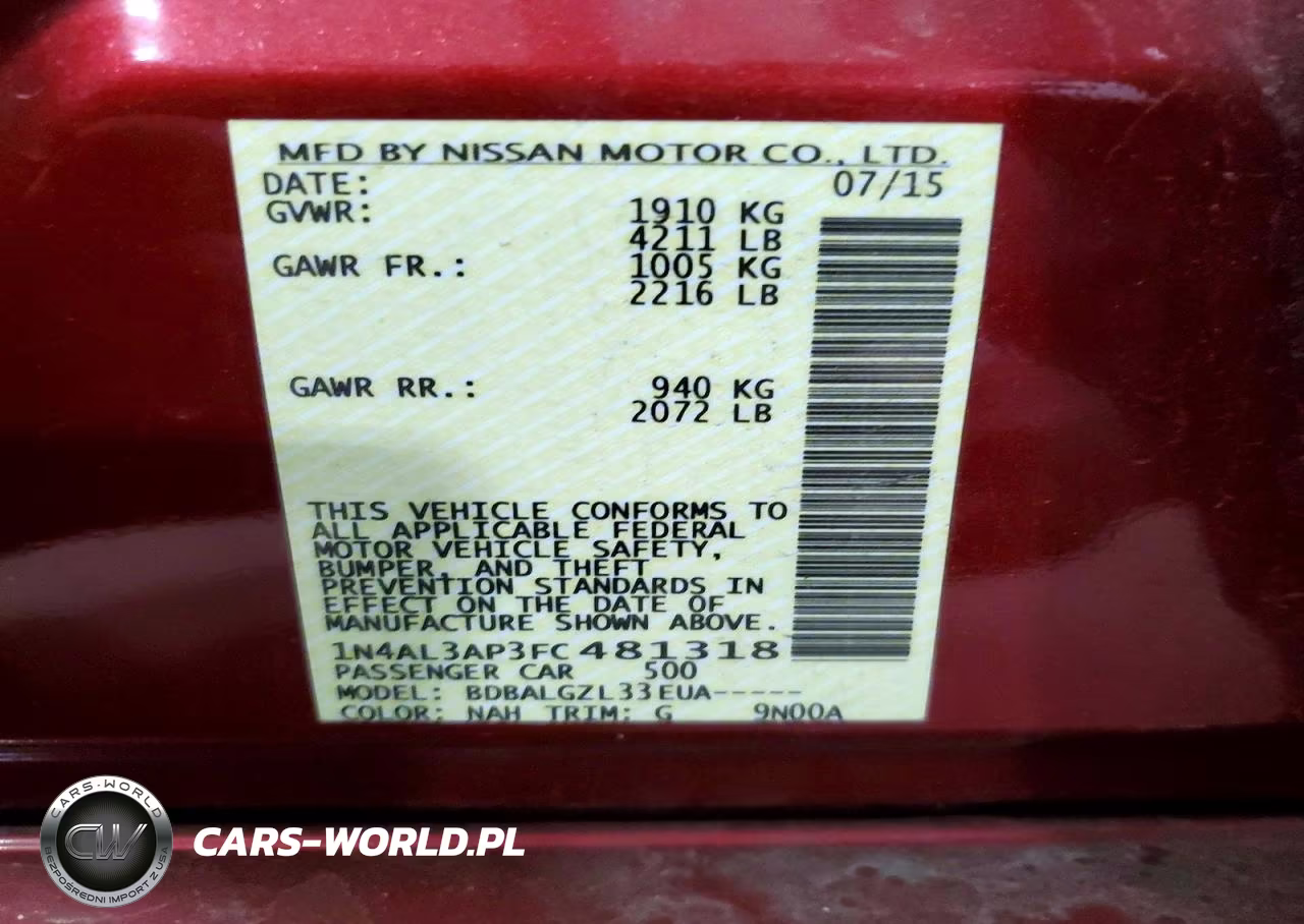 2015 Nissan Altima 2.5 S VIN:1N4AL3AP3FC481318 - 13