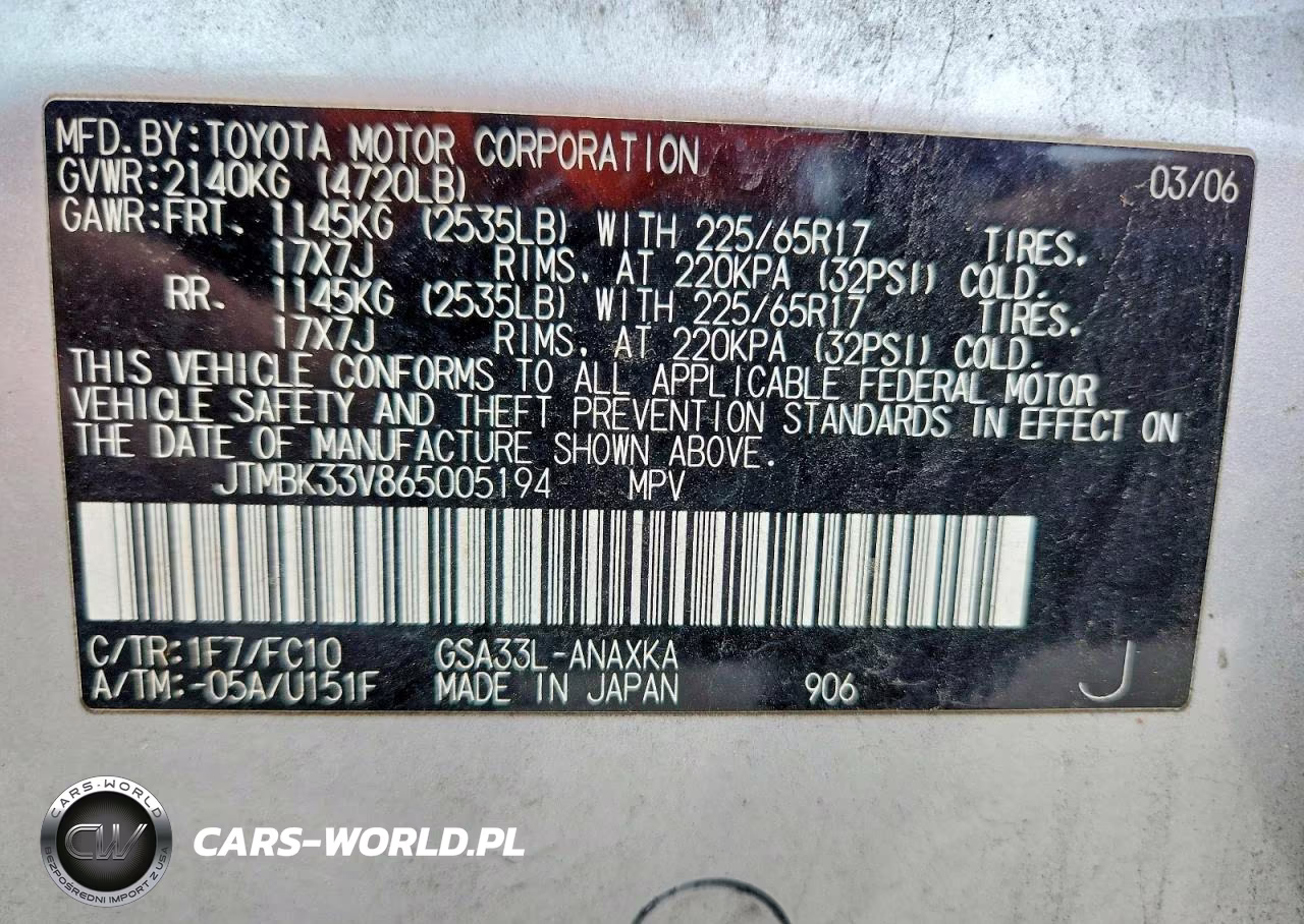 2006 Toyota Rav4 Base VIN:JTMBK33V865005194 - 12