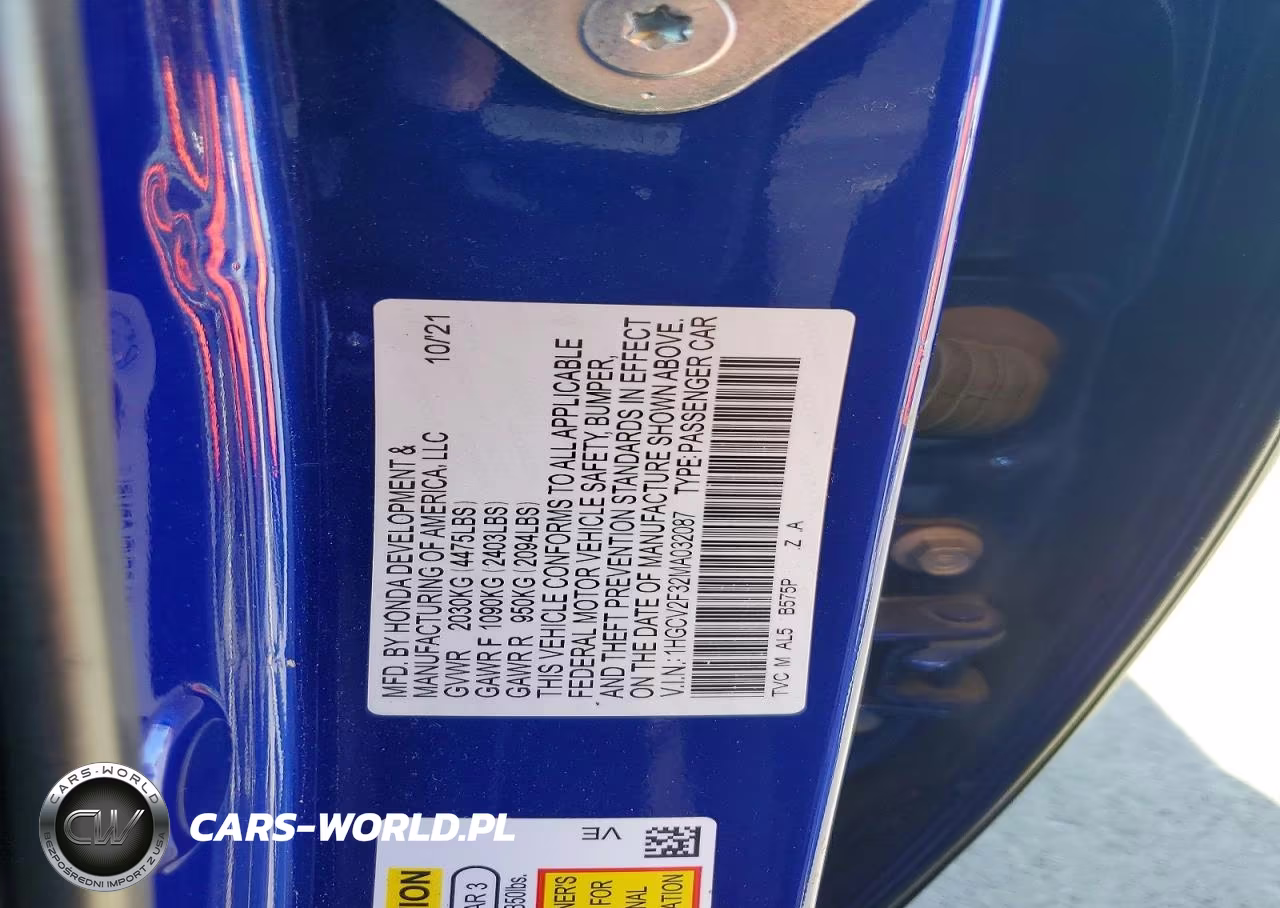 2021 Honda Accord Sport VIN:1HGCV2F32MA032087 - 12