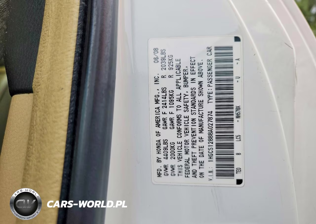2008 Honda Accord Exl VIN:1HGCS12888A027874 - 12