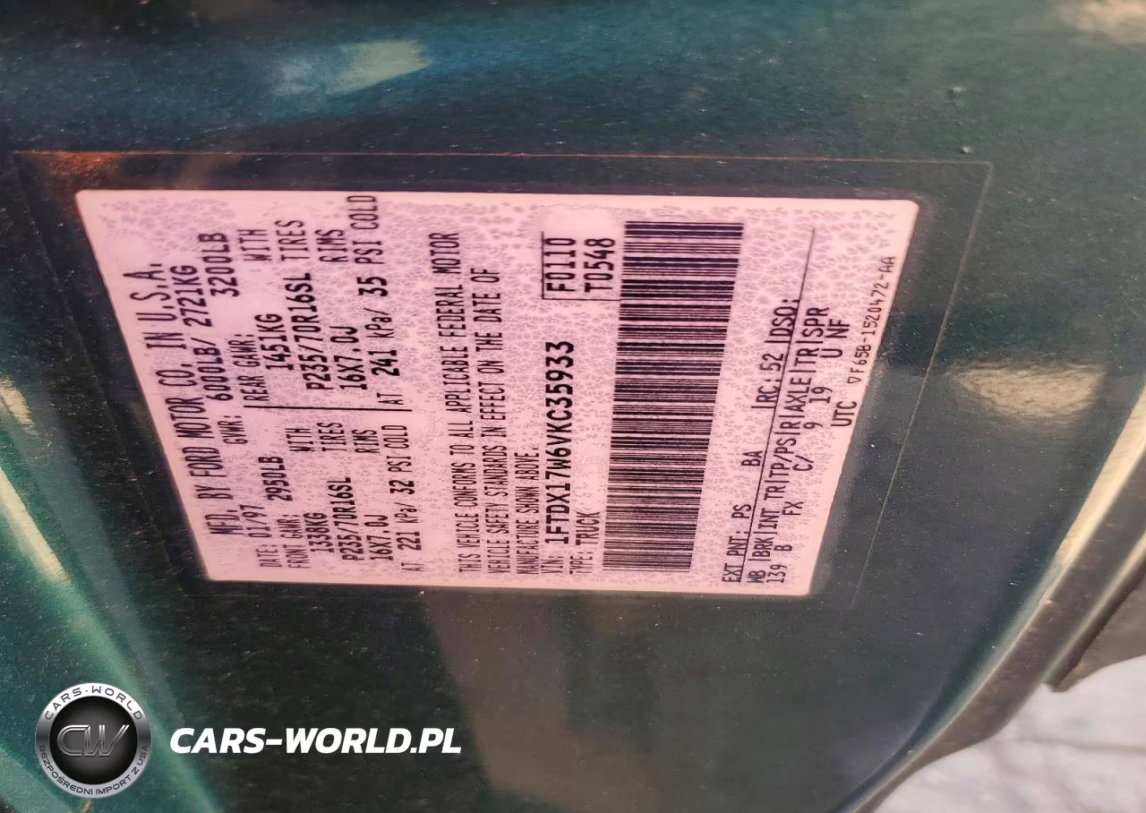 1997 Ford F150 VIN:1FTDX17W6VKC35933 - 12