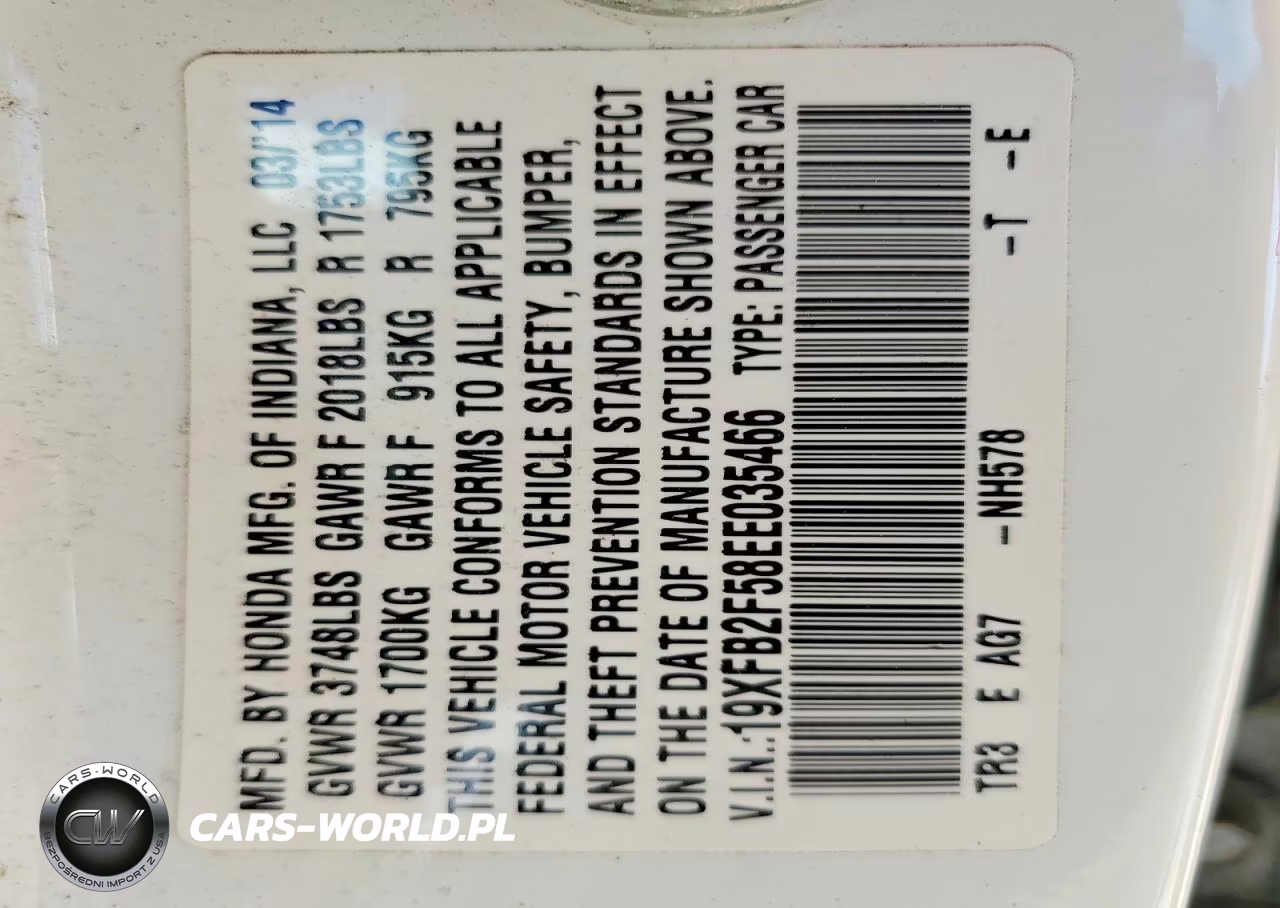 2014 Honda Civic Lx VIN:19XFB2F58EE035466 - 13