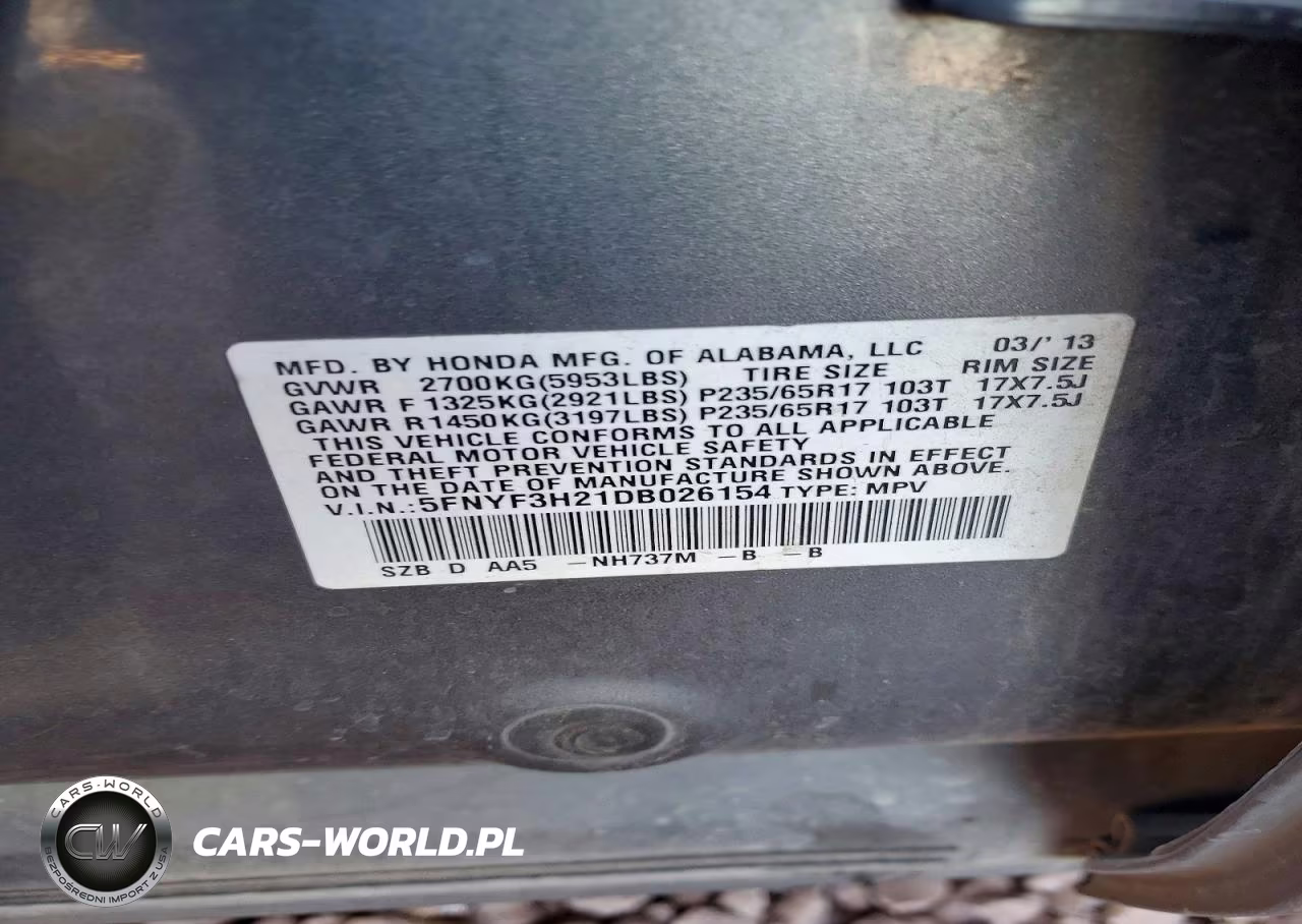 2013 Honda Pilot Lx VIN:5FNYF3H21DB026154 - 12