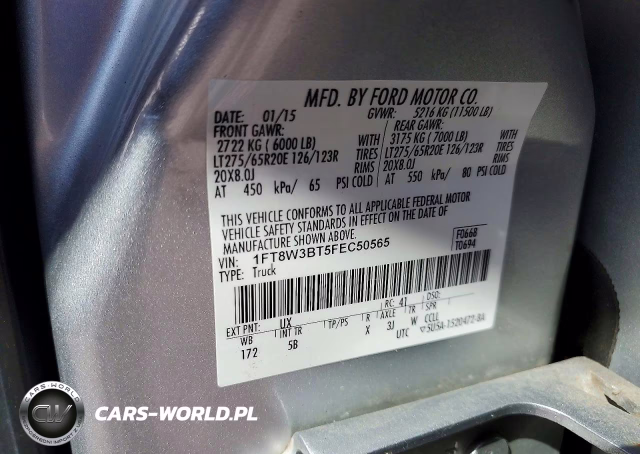 2015 Ford F350 Super Duty VIN:1FT8W3BT5FEC50565 - 12