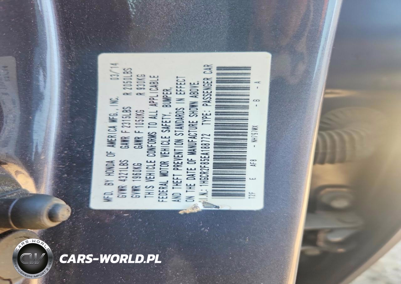 2014 Honda Accord Exl VIN:1HGCR2F85EA188772 - 12