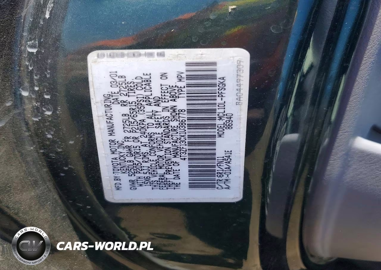 2001 Toyota Sienna Le VIN:4T3ZF13CX1U386778 - 13