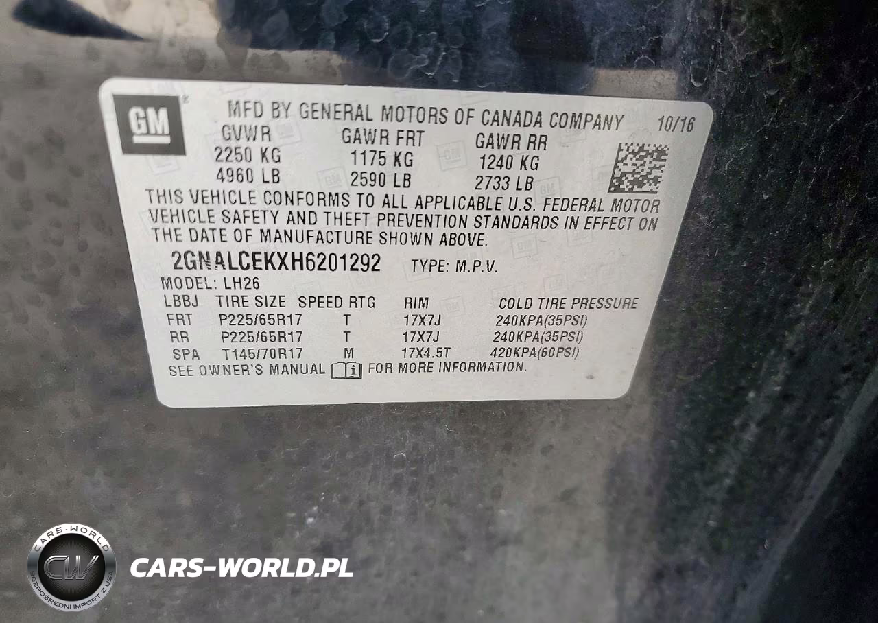 2017 Chevrolet Equinox Lt VIN:2GNALCEKXH6201292 - 13