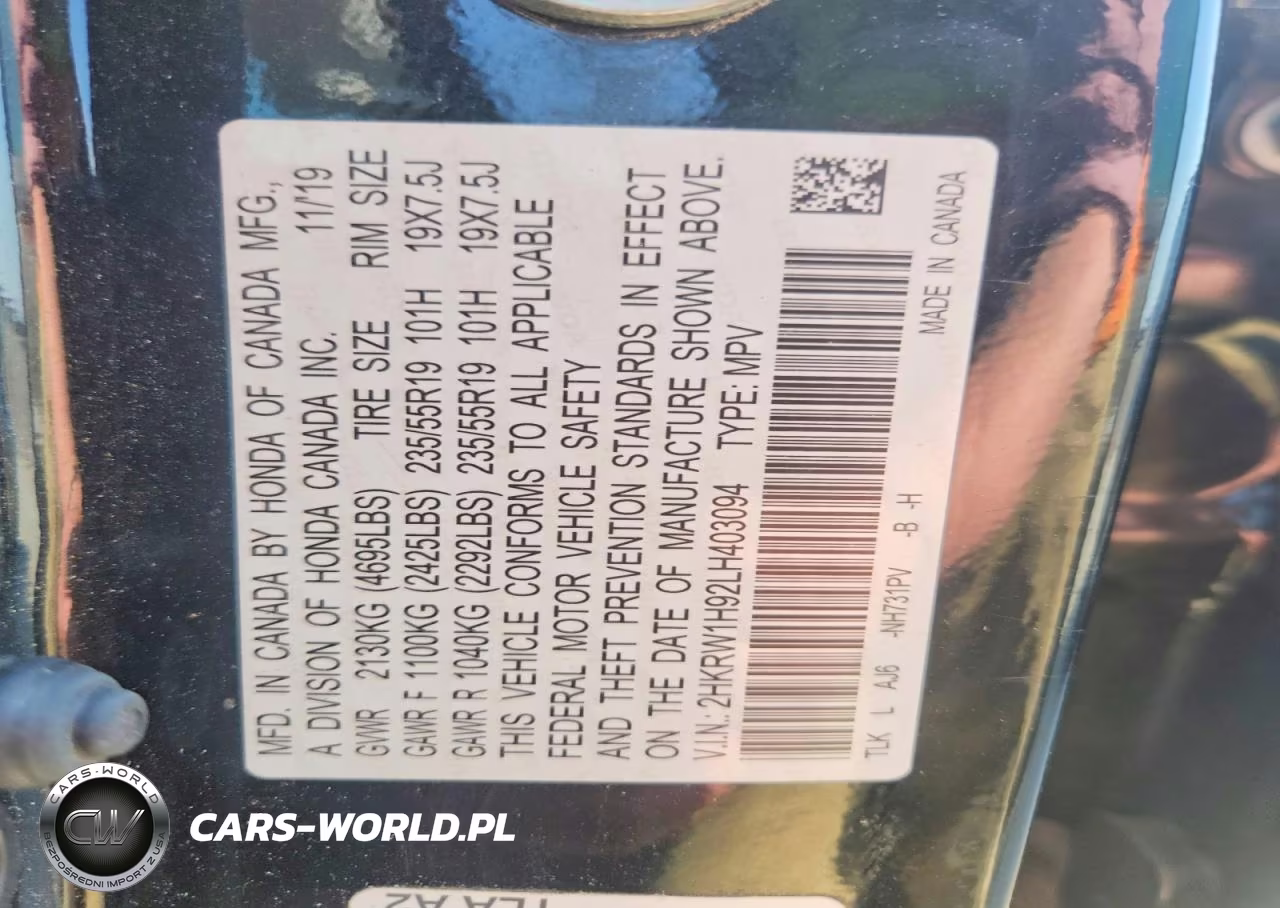 2020 Honda Cr-V Touring VIN:2HKRW1H92LH403094 - 13