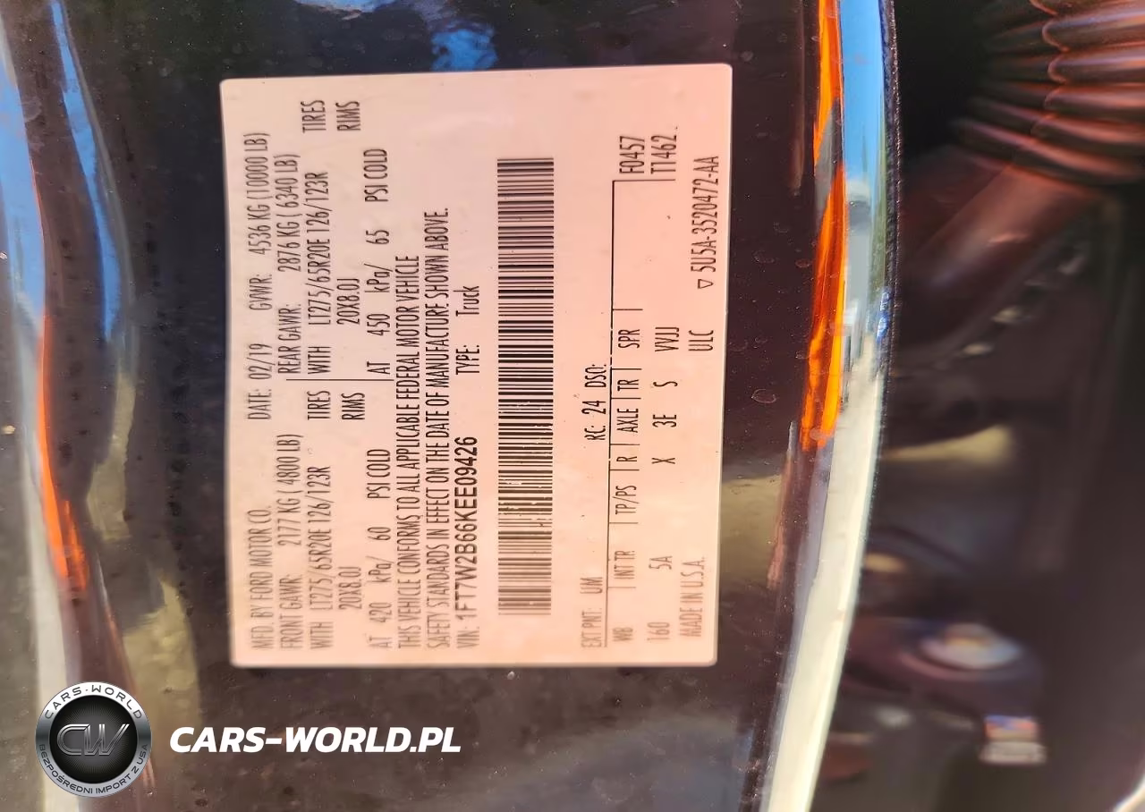 2019 Ford F250 Super Duty VIN:1FT7W2B66KEE09426 - 12