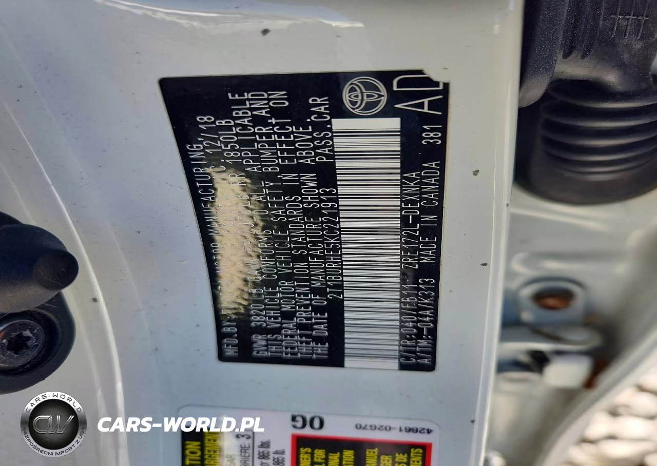 2019 Toyota Corolla Le VIN:2T1BURHE5KC221913 - 12