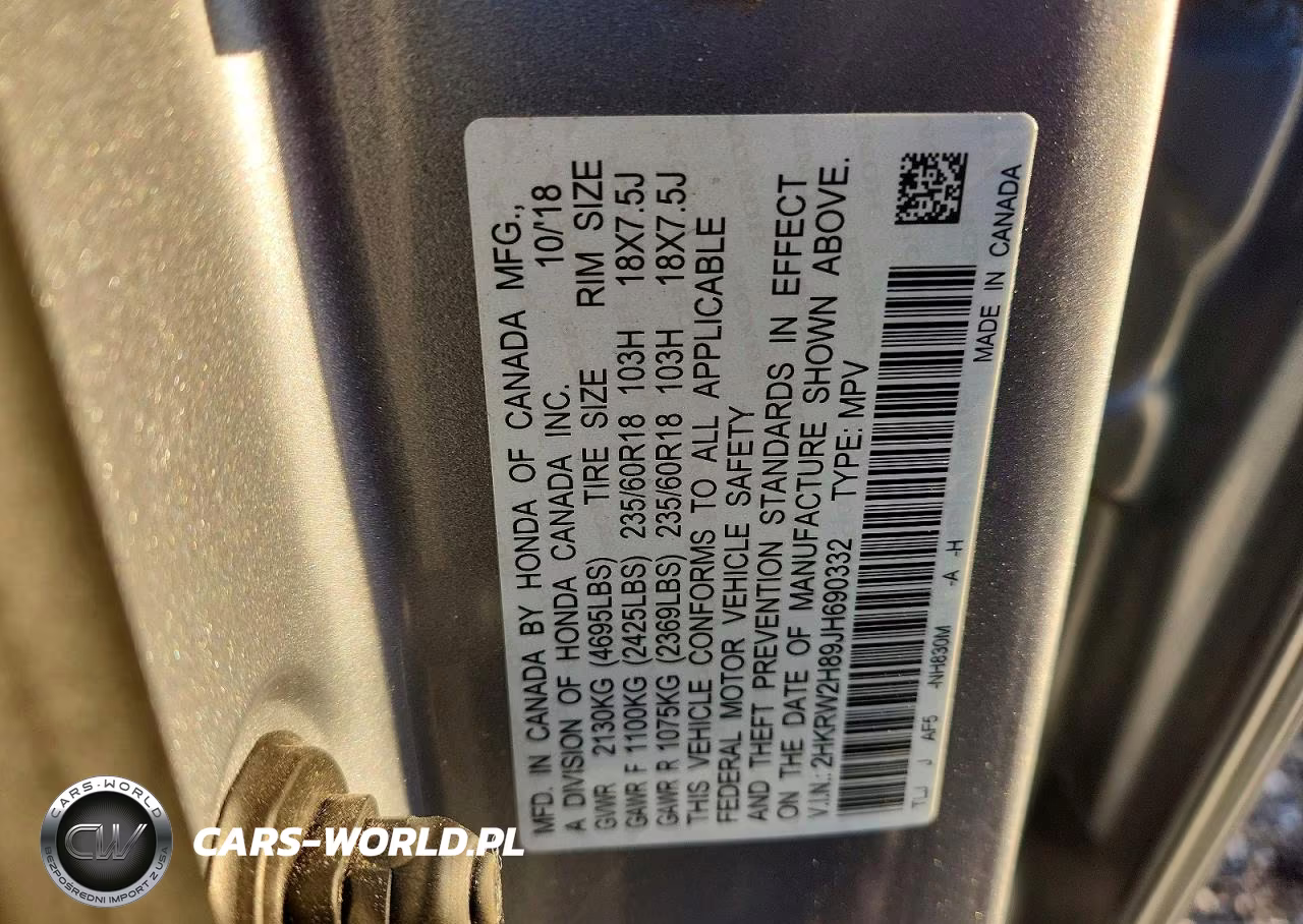 2018 Honda Cr-V Exl VIN:2HKRW2H89JH690332 - 13