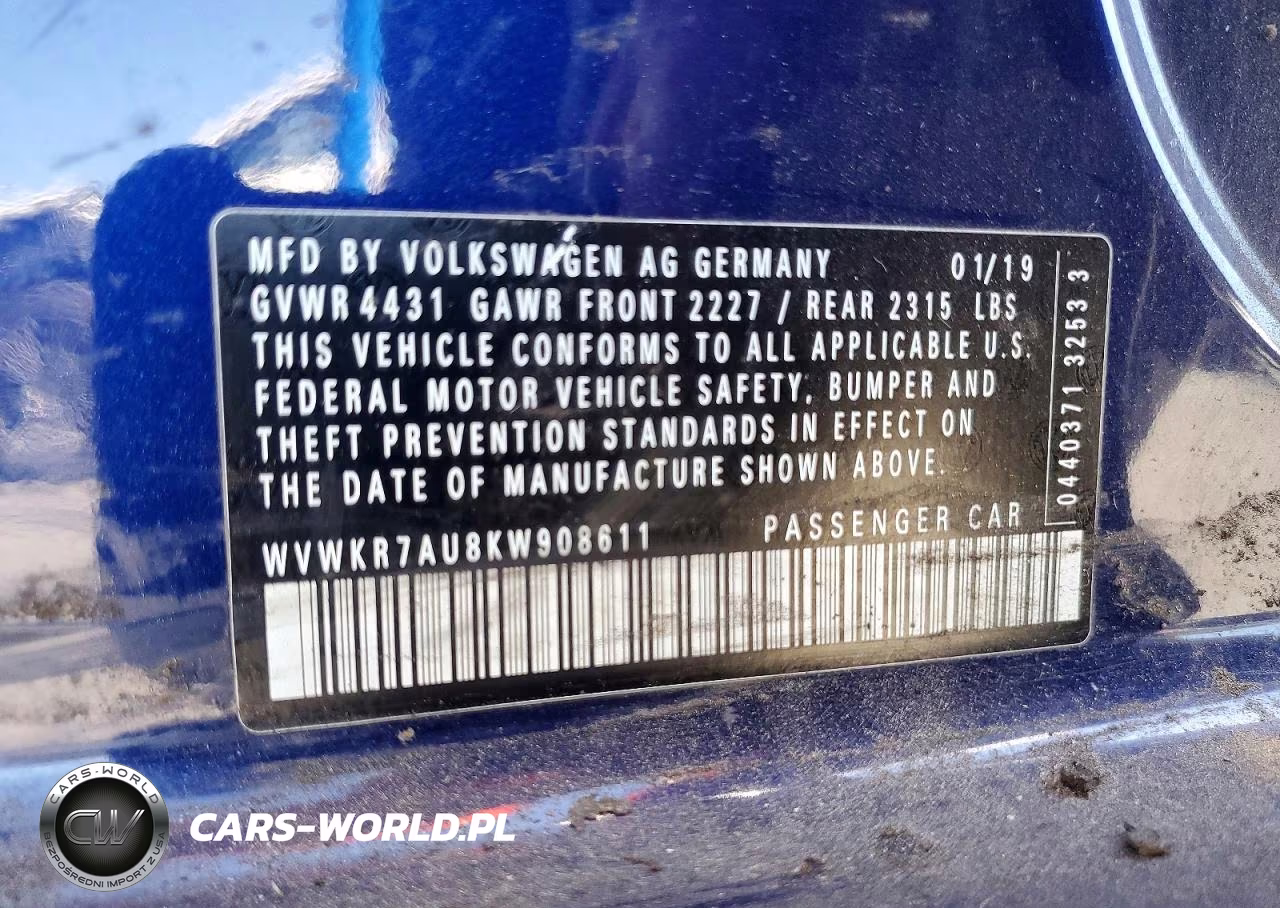 2019 Volkswagen E-Golf Se VIN:WVWKR7AU8KW908611 - 12