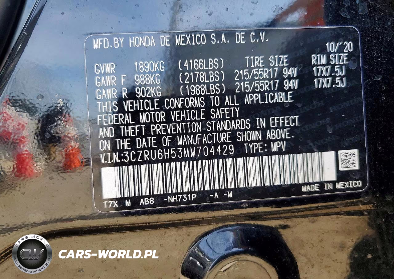 2021 Honda Hr-V Ex VIN:3CZRU6H53MM704429 - 12