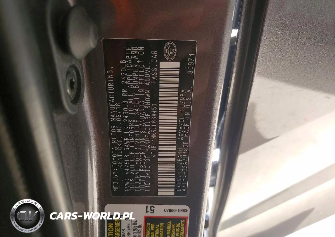 2018 Toyota Camry Le VIN:4T1B11HK5JU668450 - 12