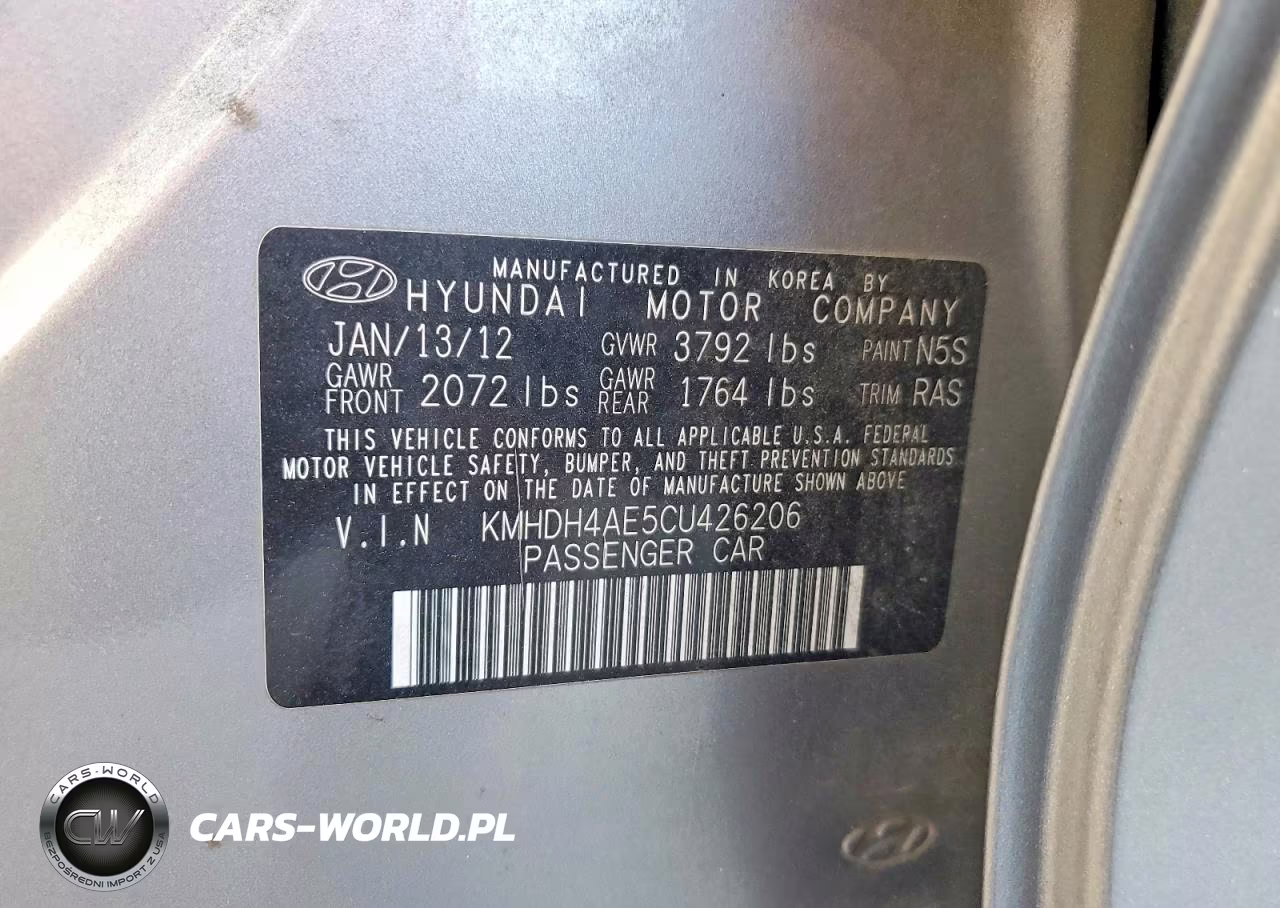 2012 Hyundai Elantra Limited VIN:KMHDH4AE5CU426206 - 12