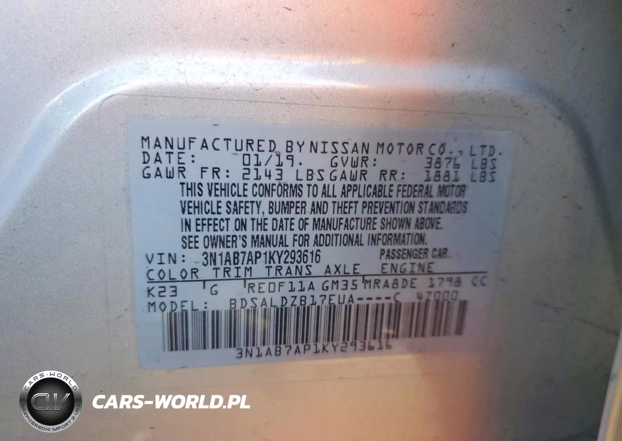 2019 Nissan Sentra Sv VIN:3N1AB7AP1KY293616 - 12