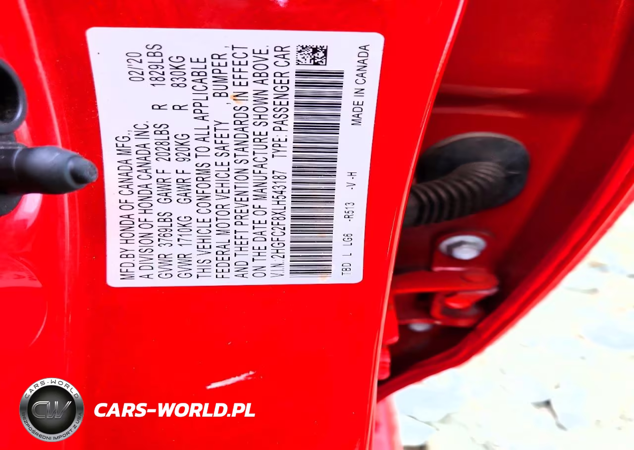 2020 Honda Civic Sport VIN:2HGFC2F8XLH543187 - 12