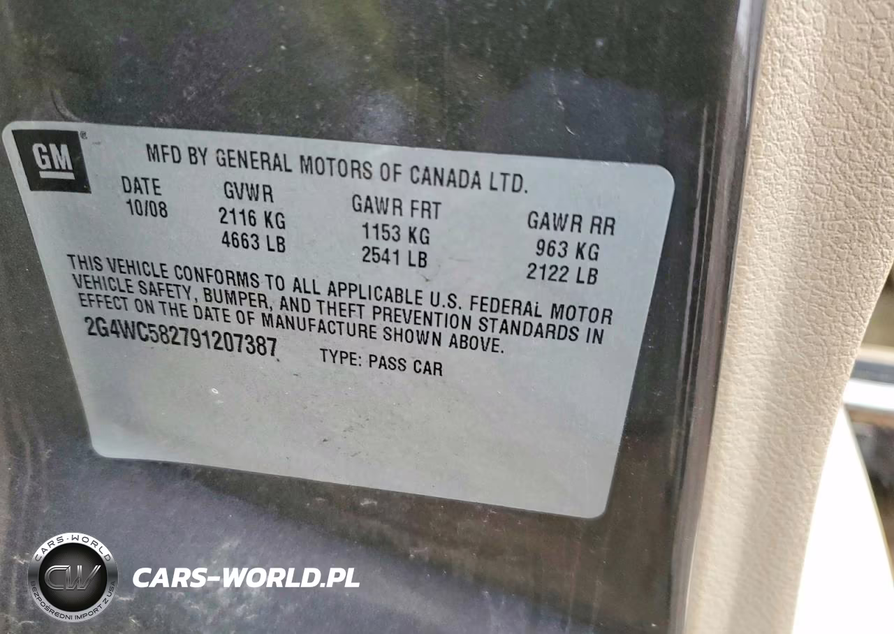 2009 Buick Lacrosse Cx VIN:2G4WC582791207387 - 12
