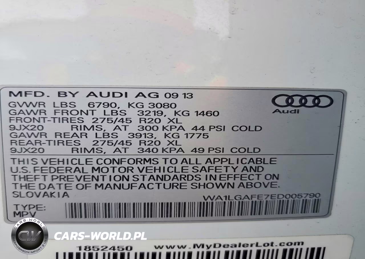 2014 Audi Q7 Premium Plus VIN:WA1LGAFE7ED005790 - 13