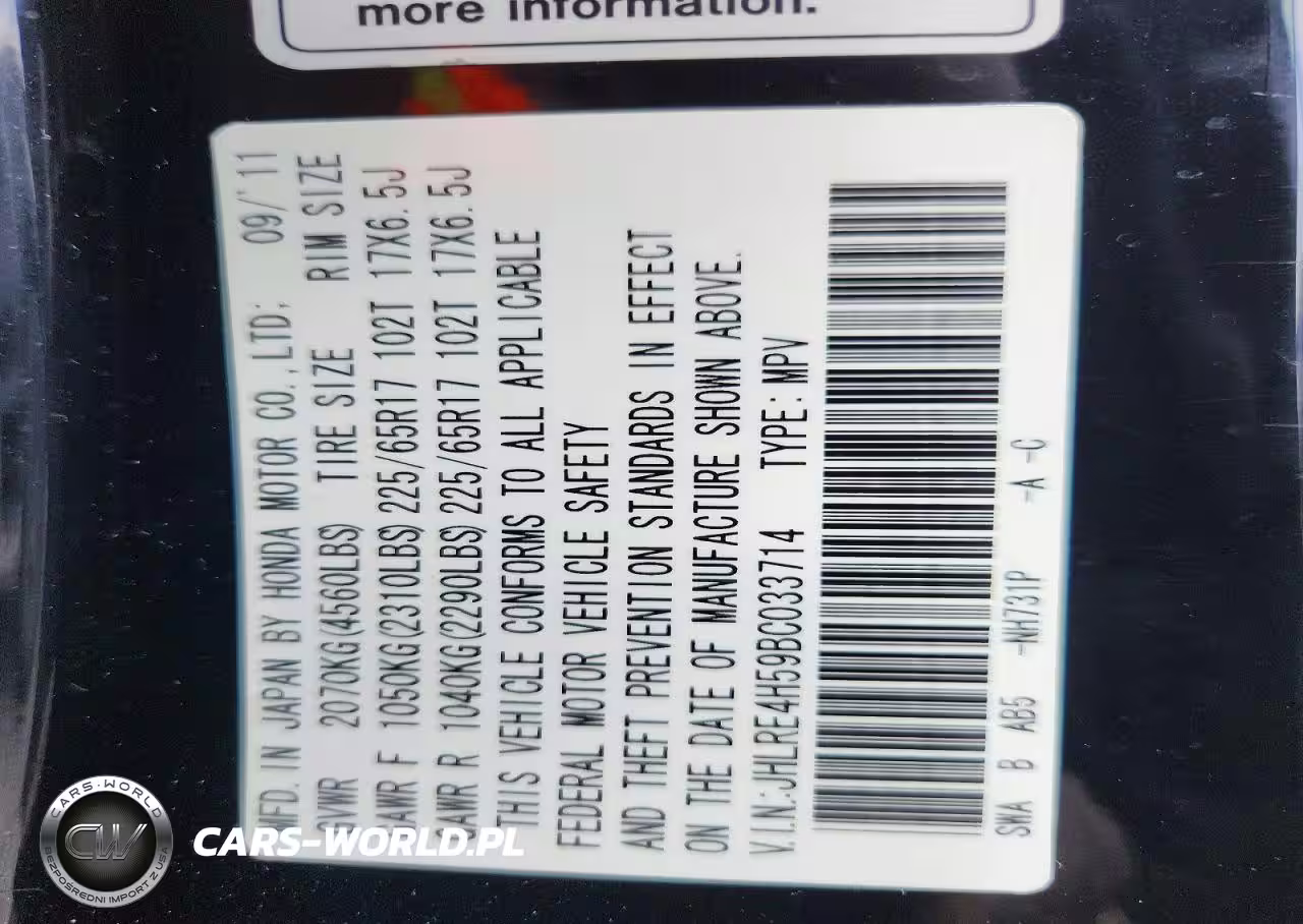 2011 Honda Cr-V Ex VIN:JHLRE4H59BC033714 - 13
