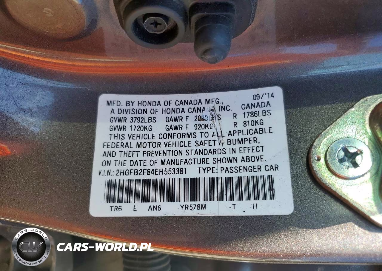 2014 Honda Civic Ex VIN:2HGFB2F84EH553381 - 12