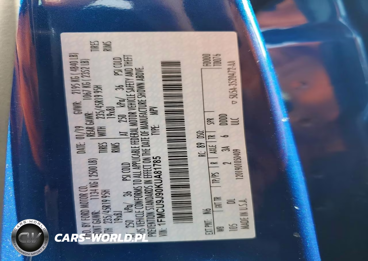 2019 Ford Escape Titanium VIN:1FMCU9J90KUA81785 - 13