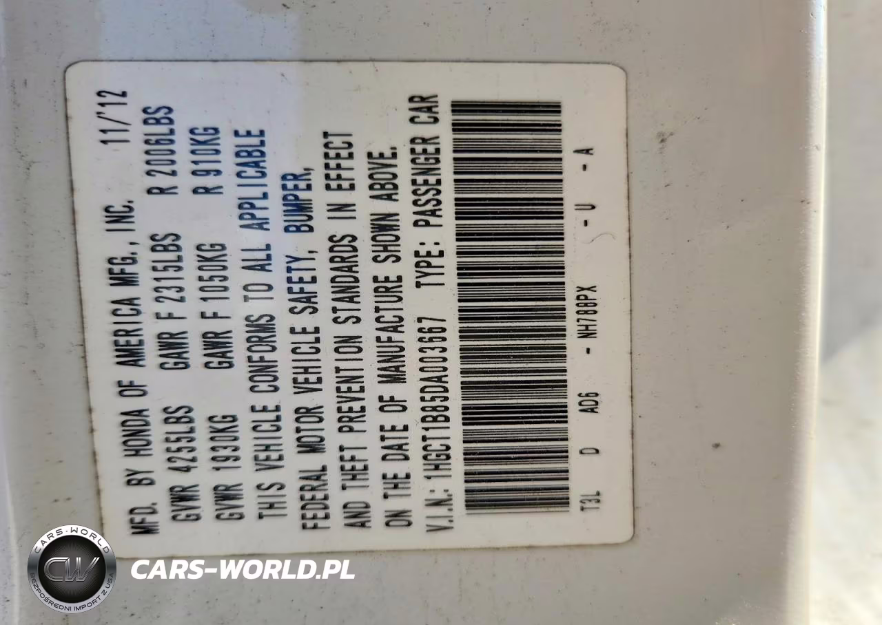 2013 Honda Accord Exl VIN:1HGCT1B85DA003667 - 12