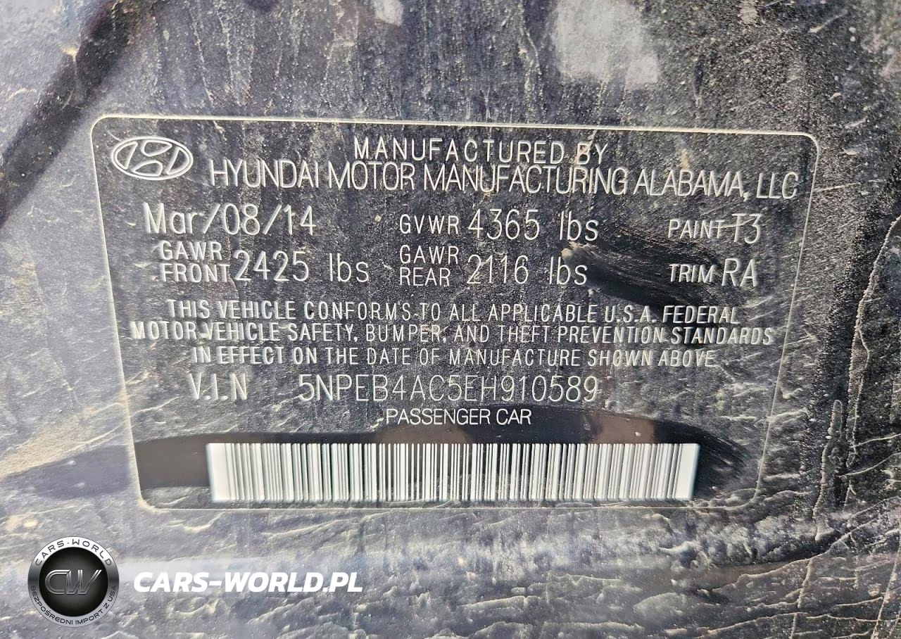 2014 Hyundai Sonata Gls VIN:5NPEB4AC5EH910589 - 12