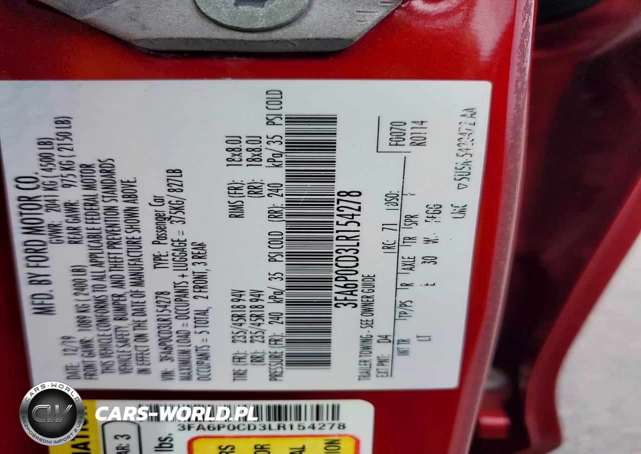 2020 Ford Fusion VIN:3FA6P0CD3LR154278 - 12