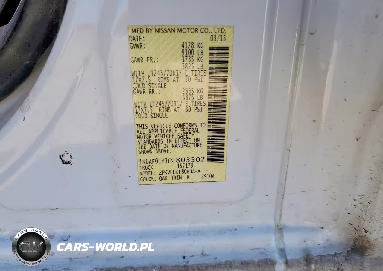 2015 Nissan Nv Delivery Van VIN:1N6AF0LY9FN803502 - 12