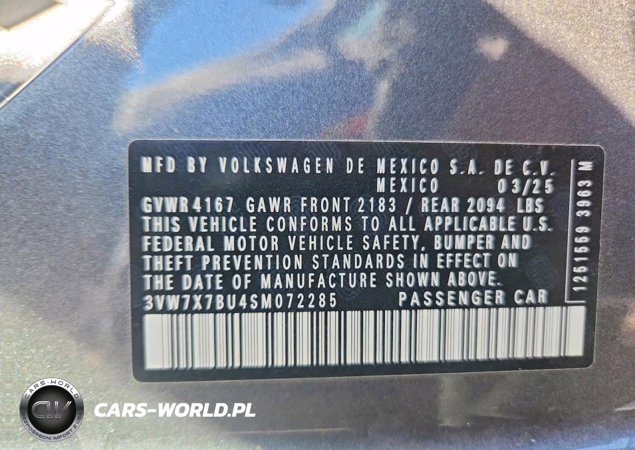 2025 Volkswagen Jetta Se VIN:3VW7X7BU4SM072285 - 12