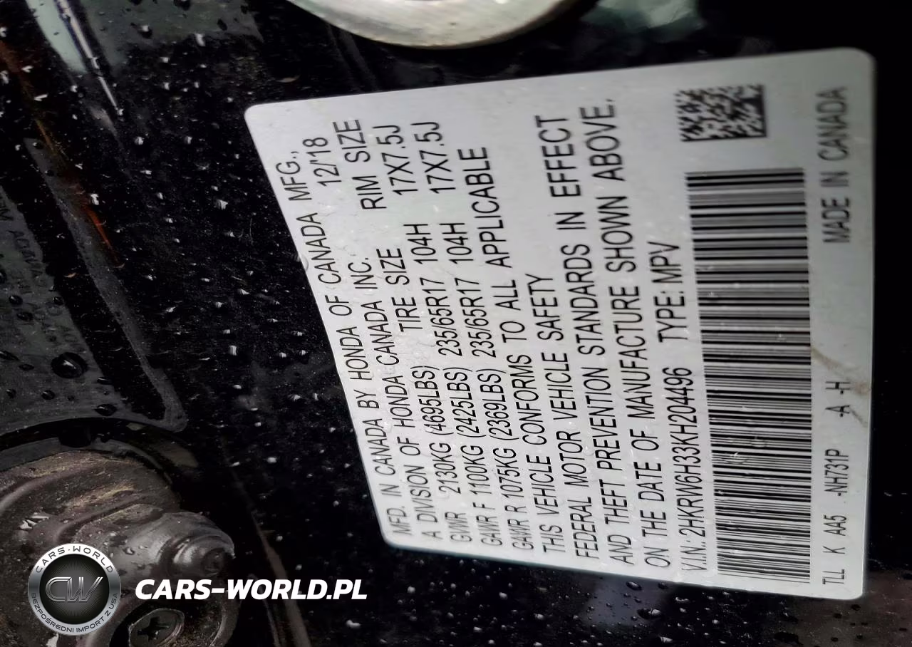 2019 Honda Cr-V Lx VIN:2HKRW6H33KH204496 - 12