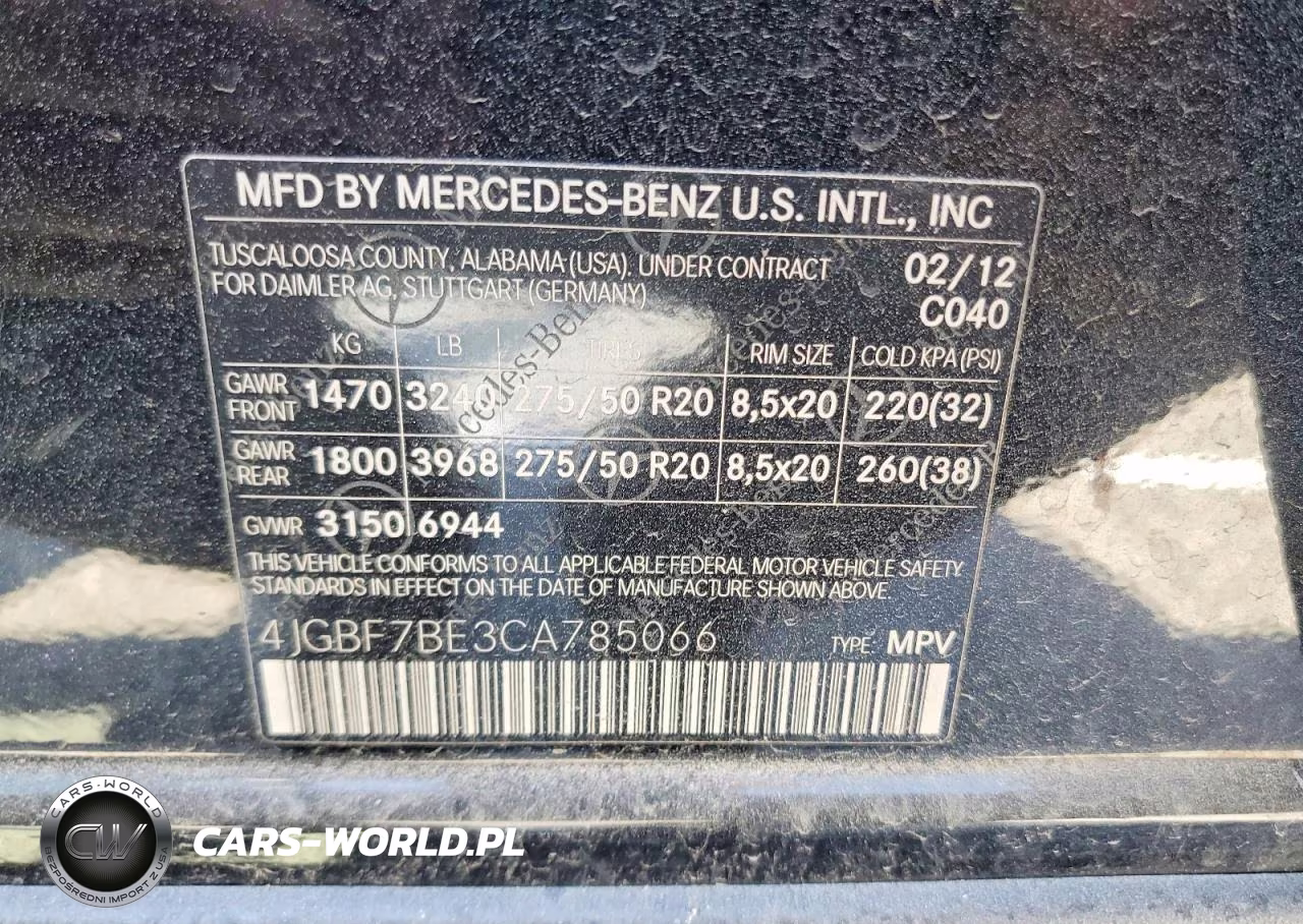 2012 Mercedes-Benz Gl 450 4Matic VIN:4JGBF7BE3CA785066 - 12