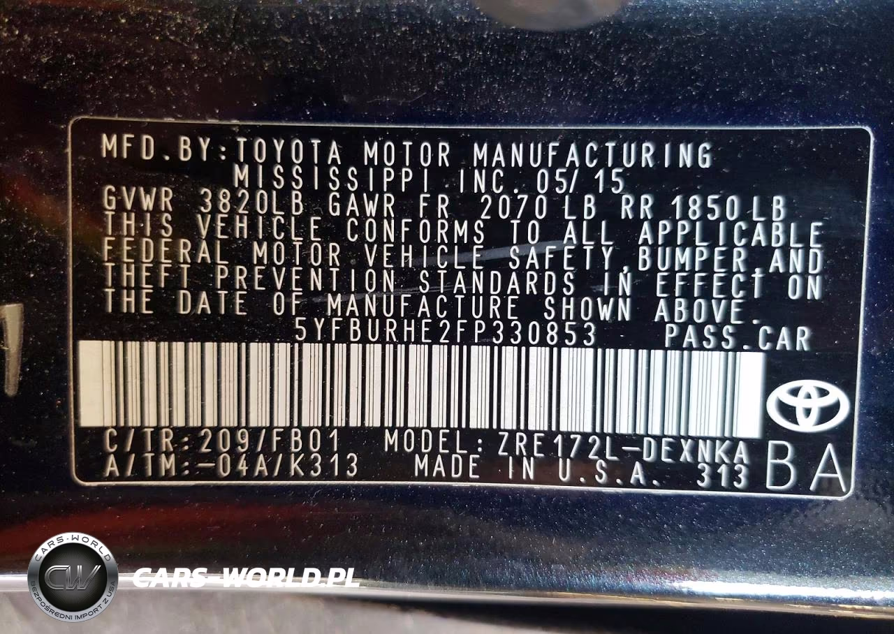 2015 Toyota Corolla Le VIN:5YFBURHE2FP330853 - 12