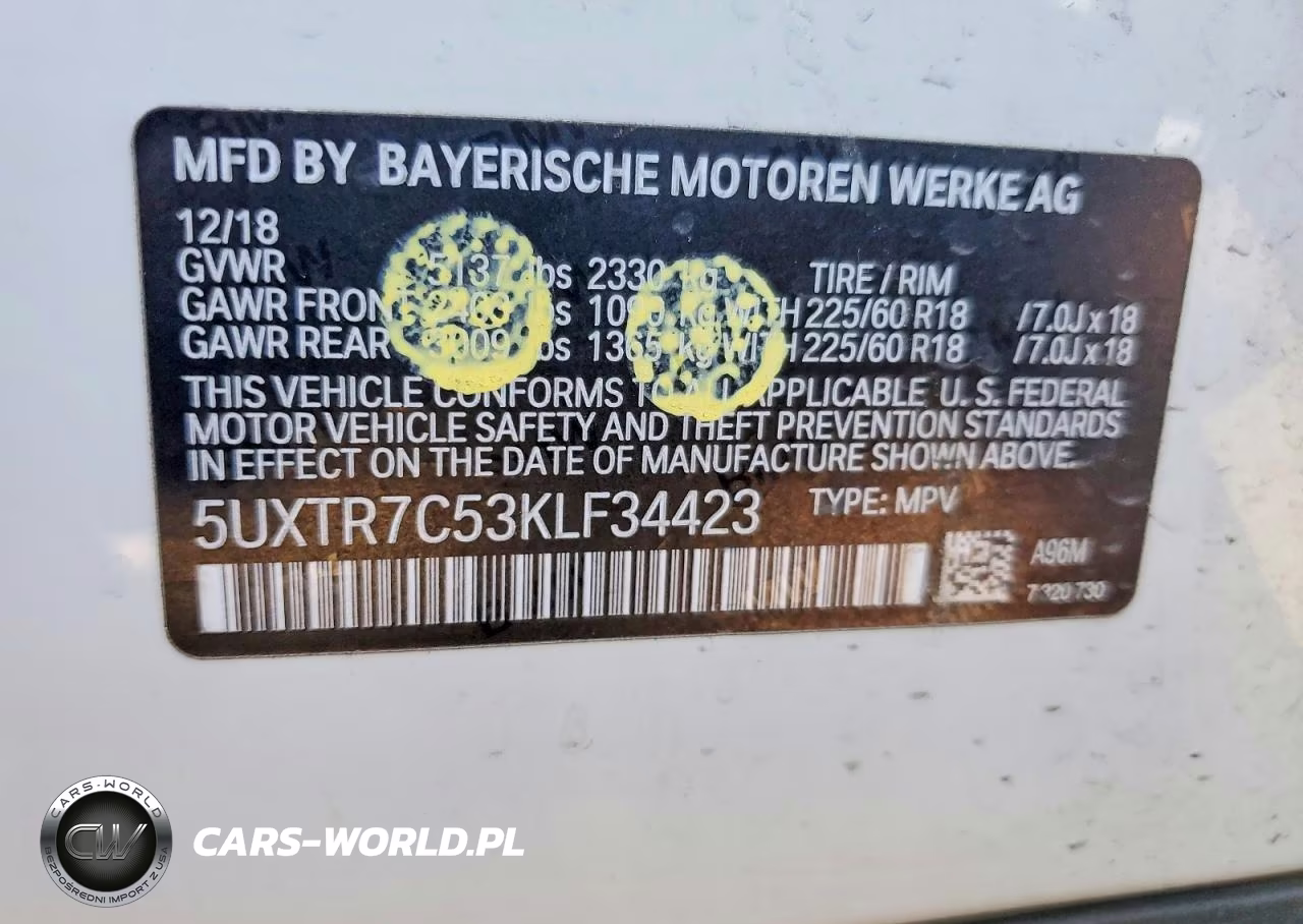 2019 BMW X3 Sdrive30I VIN:5UXTR7C53KLF34423 - 13