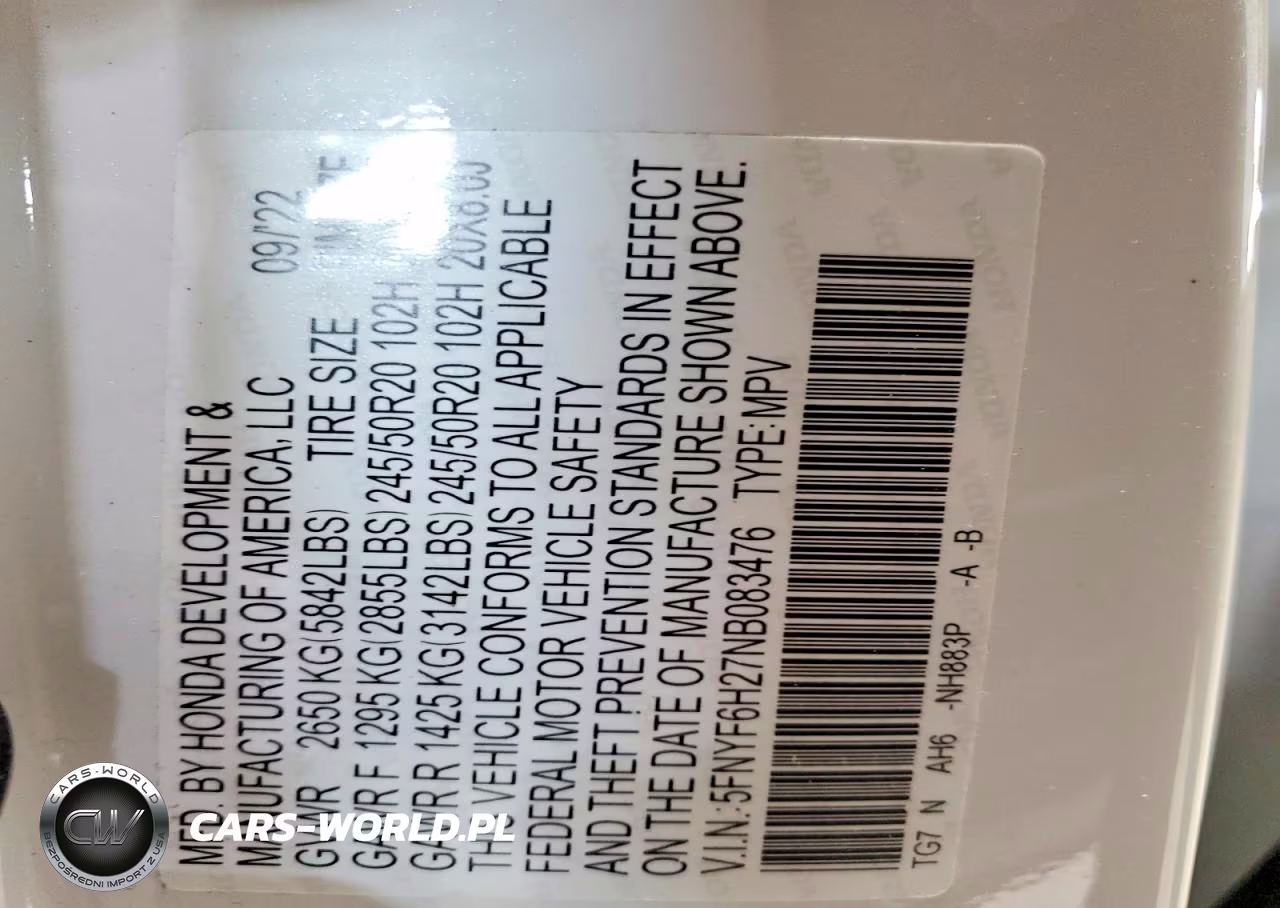 2022 Honda Pilot Se VIN:5FNYF6H27NB083476 - 13