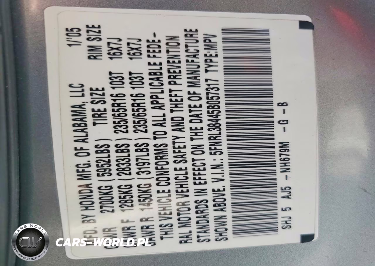 2005 Honda Odyssey Ex VIN:5FNRL38445B057317 - 12