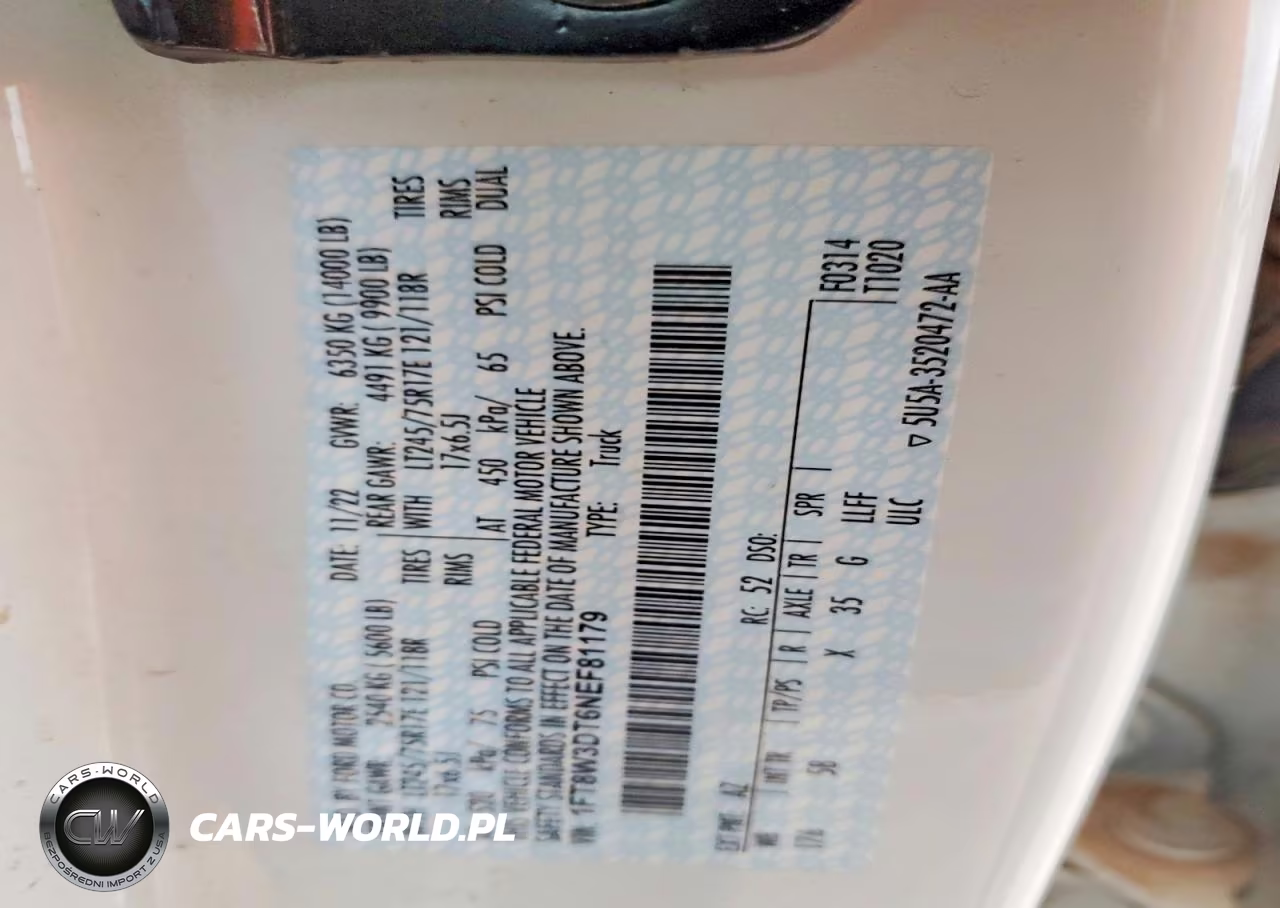 2022 Ford F350 Super Duty VIN:1FT8W3DT6NEF81179 - 12